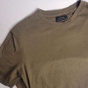 ZARA Long Length Olive Tshirt Small